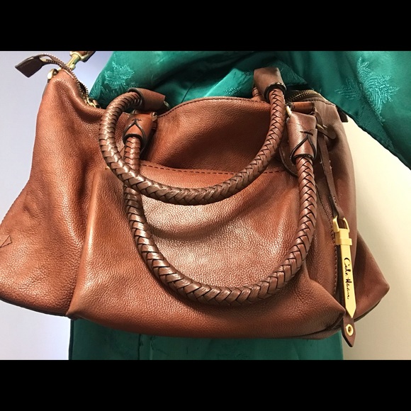 Cole Haan Handbags - COLE HAAN Leather Tote/Crossbody Dark Brown Brass Hardware